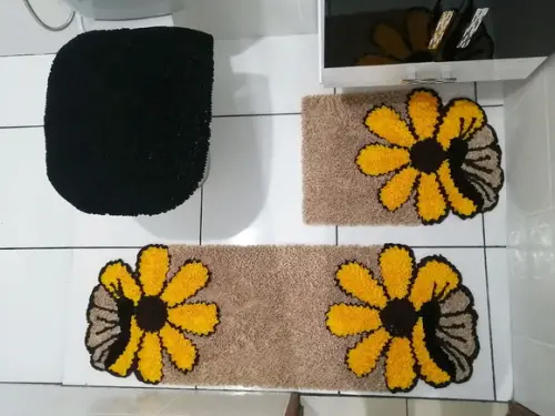 Tapetes Frufru Banheiro Flor Borboleta Antiderrapante