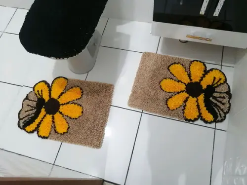 Tapetes Frufru Banheiro Flor Borboleta Antiderrapante