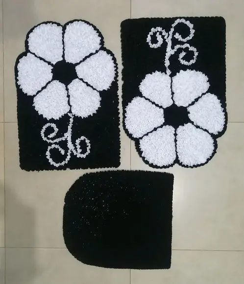 Tapetes Frufru Banheiro Flor Branca Antiderrapante