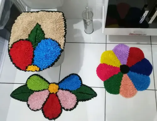 Tapetes Frufru Banheiro Flor Colorida Antiderrapante