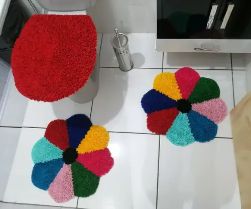 Tapetes Frufru Banheiro Flor Colorida Antiderrapante