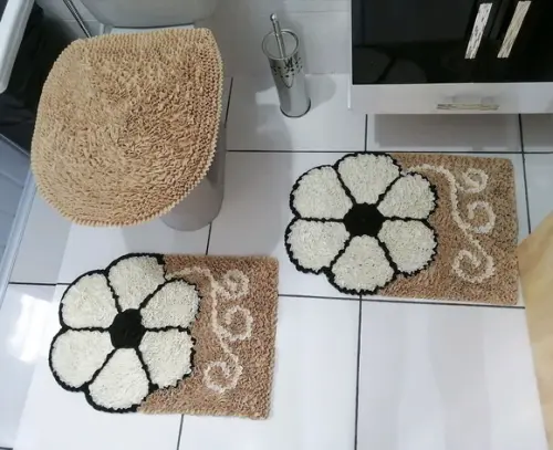 Tapetes Frufru Banheiro Flor Colorida Antiderrapante
