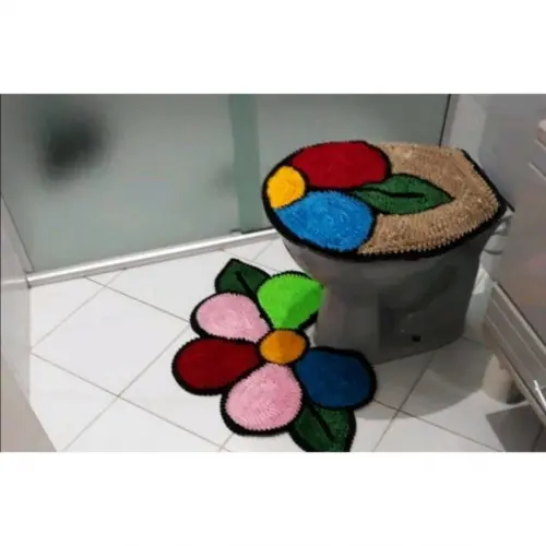 Tapetes Frufru Banheiro Flor Colorida Antiderrapante