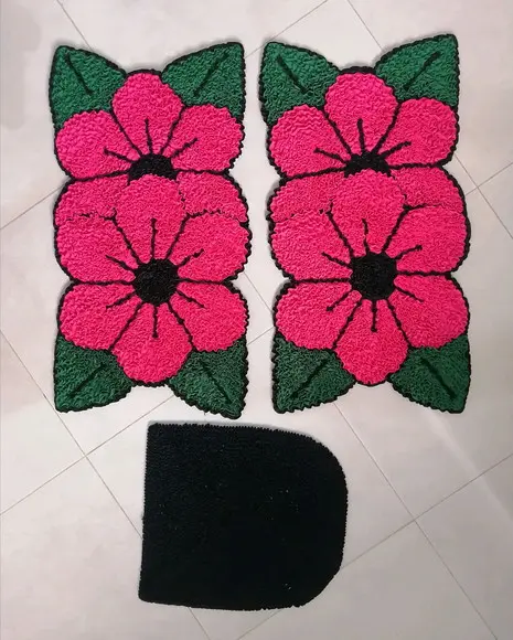 Tapetes Frufru Banheiro Flor Rosa Antiderrapante