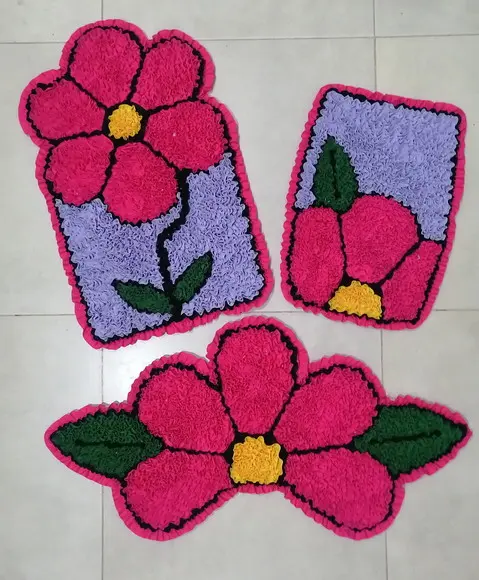 Tapetes Frufru Banheiro Flor Rosa Antiderrapante