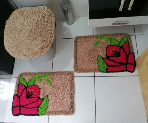 Tapetes Frufru Banheiro Flor Rosa Pink Antiderrapante