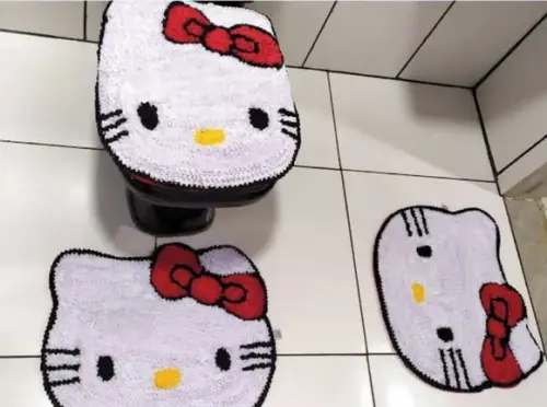 Tapetes Frufru Banheiro Hello Kitty Antiderrapante