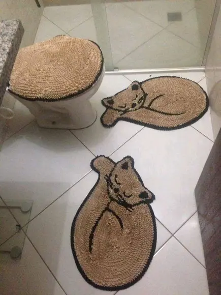 Tapetes Frufru Banheiro Gato Antiderrapante