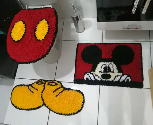 Tapetes Frufru Banheiro Mickey Antiderrapante