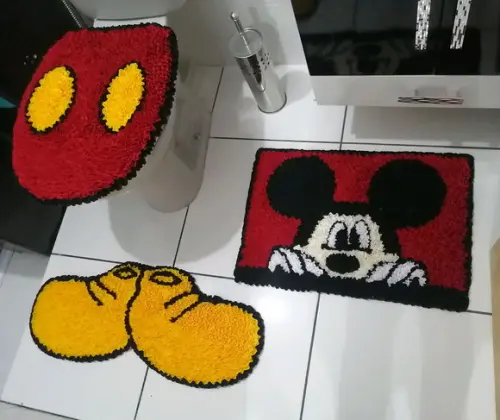 Tapetes Frufru Banheiro Mickey Antiderrapante