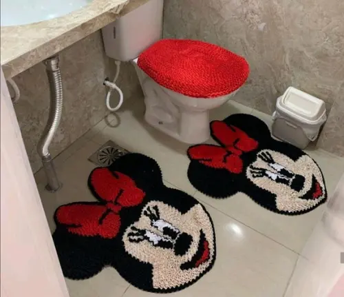 Tapetes Frufru Banheiro Minnie Antiderrapante