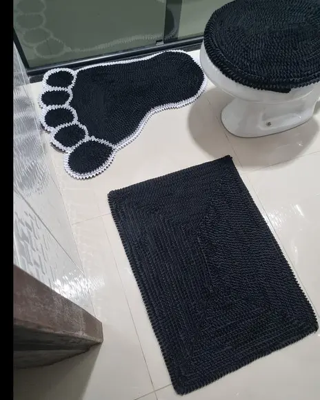 Tapetes Frufru Banheiro Pé Preto Antiderrapante