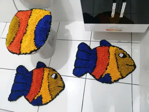 Tapetes Frufru Banheiro Peixe Antiderrapante