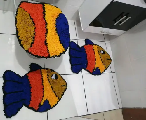 Tapetes Frufru Banheiro Peixe Antiderrapante