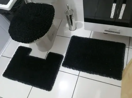 Tapetes Frufru Banheiro Preto Antiderrapante