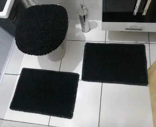 Tapetes Frufru Banheiro Preto Antiderrapante