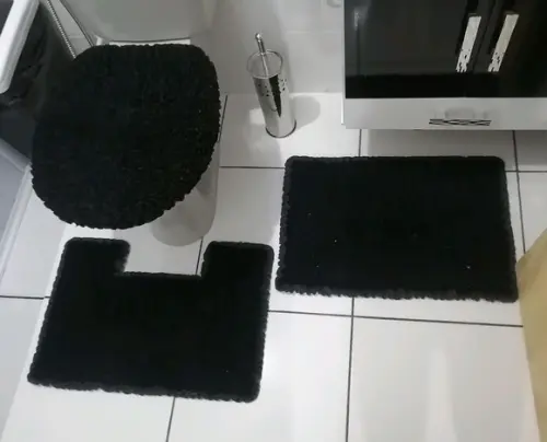 Tapetes Frufru Banheiro Preto Antiderrapante