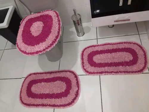 Tapetes Frufru Banheiro Rosa Antiderrapante