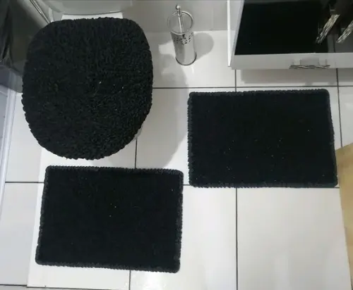 Tapetes Frufru Banheiro Preto Antiderrapante