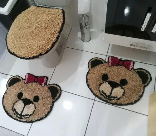 Tapetes Frufru Banheiro Ursas Antiderrapante