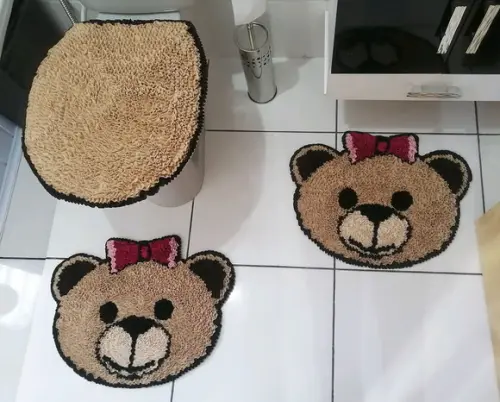 Tapetes Frufru Banheiro Ursas Antiderrapante