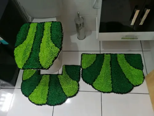 Tapetes Frufru Banheiro Verde Claro e Escuro Antiderrapante