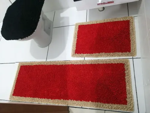 Tapetes Frufru Banheiro Vermelho Antiderrapante