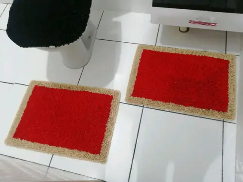 Tapetes Frufru Banheiro Vermelho Antiderrapante