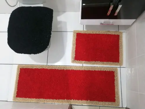 Tapetes Frufru Banheiro Vermelho Antiderrapante