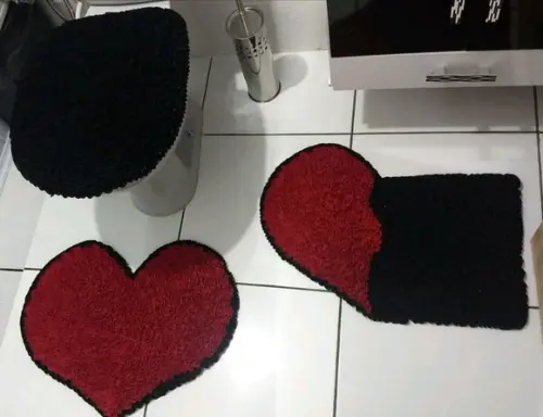 Tapetes Frufru Corações Antiderrapante