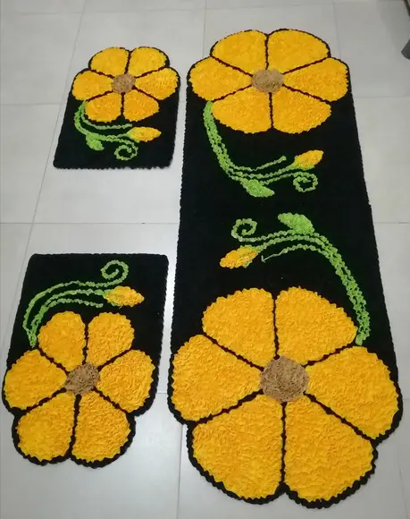 Tapetes Frufru Cozinha Flor Amarela Antiderrapante