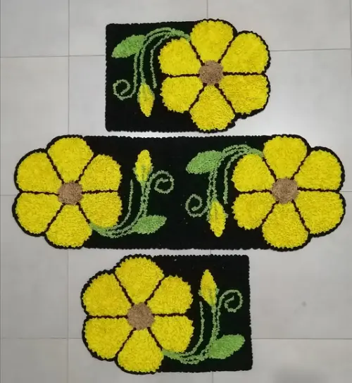Tapetes Frufru Cozinha Flor Amarela Antiderrapante