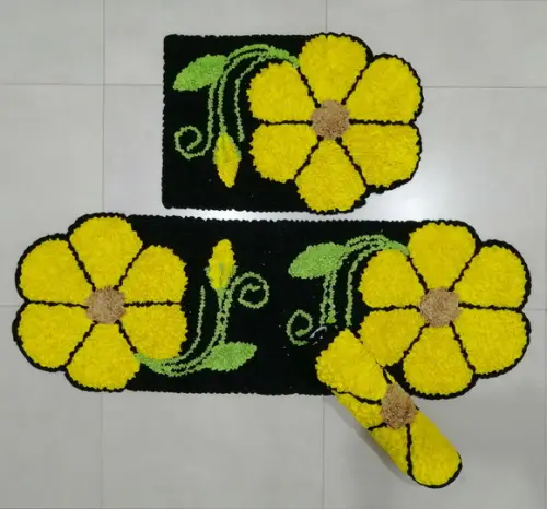 Tapetes Frufru Cozinha Flor Amarela Antiderrapante