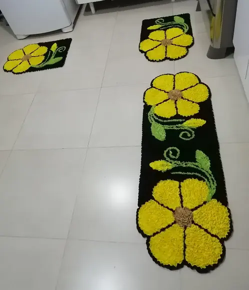 Tapetes Frufru Cozinha Flor Amarela Antiderrapante