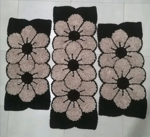 Tapetes Frufru Cozinha Flor Bege Antiderrapante