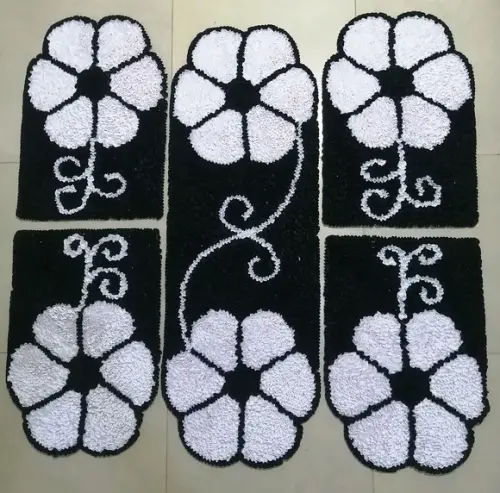 Tapetes Frufru Cozinha Flor Branca Antiderrapante