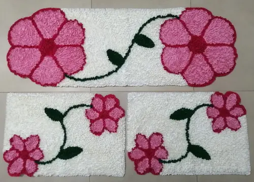 Tapetes Frufru Cozinha Flor Rosa Claro Antiderrapante