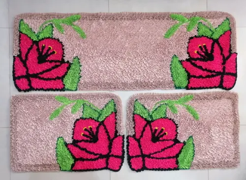 Tapetes Frufru Cozinha Flor Rosa Pink Antiderrapante