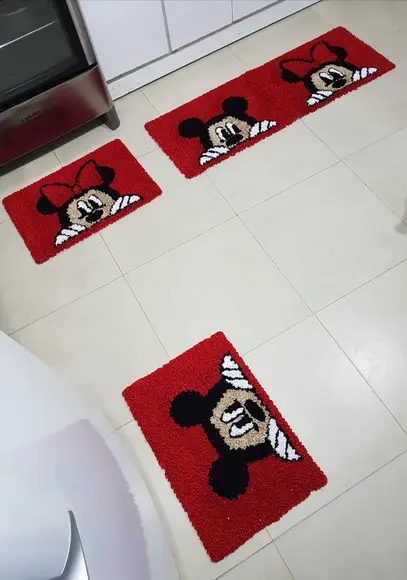 Tapetes Frufru Cozinha Minnie e Mickey Antiderrapante