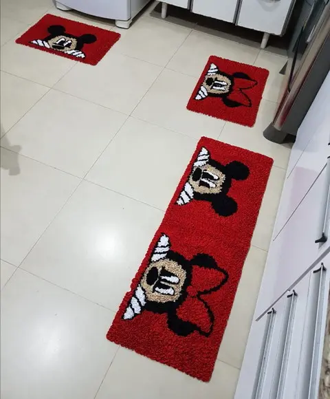 Tapetes Frufru Cozinha Minnie e Mickey Antiderrapante