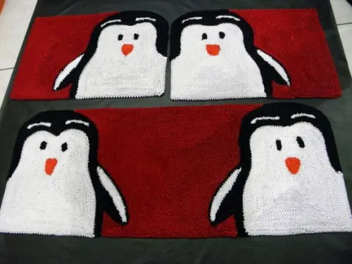 Tapetes Frufru Cozinha Pinguim Antiderrapante