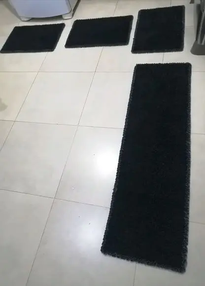 Tapetes Frufru Cozinha Preto Antiderrapante