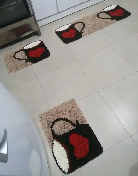Tapetes Frufru Cozinha Xícara Antiderrapante