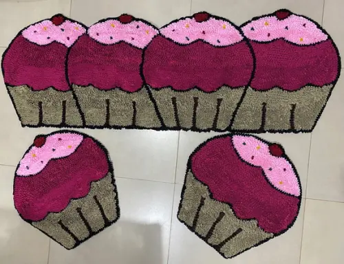 Tapetes Frufru Cupcake Rosa 1m50cm Antiderrapante