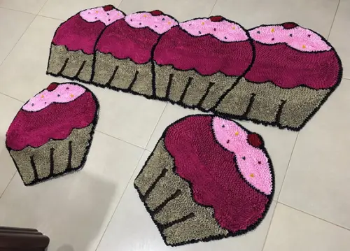 Tapetes Frufru Cupcake Rosa 1m50cm Antiderrapante