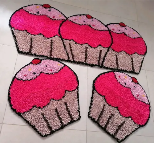 Tapetes Frufru Cupcake Rosa Antiderrapante