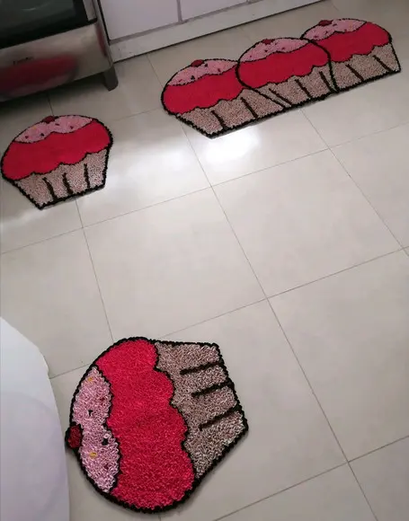 Tapetes Frufru Cupcake Rosa Antiderrapante