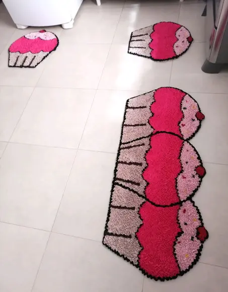 Tapetes Frufru Cupcake Rosa Antiderrapante