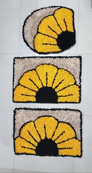 Tapetes Frufru de Banheiro Flor Amarela Antiderrapante