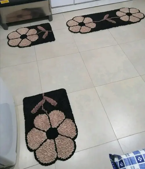 Tapetes Frufru de Flor Bege Antiderrapante
